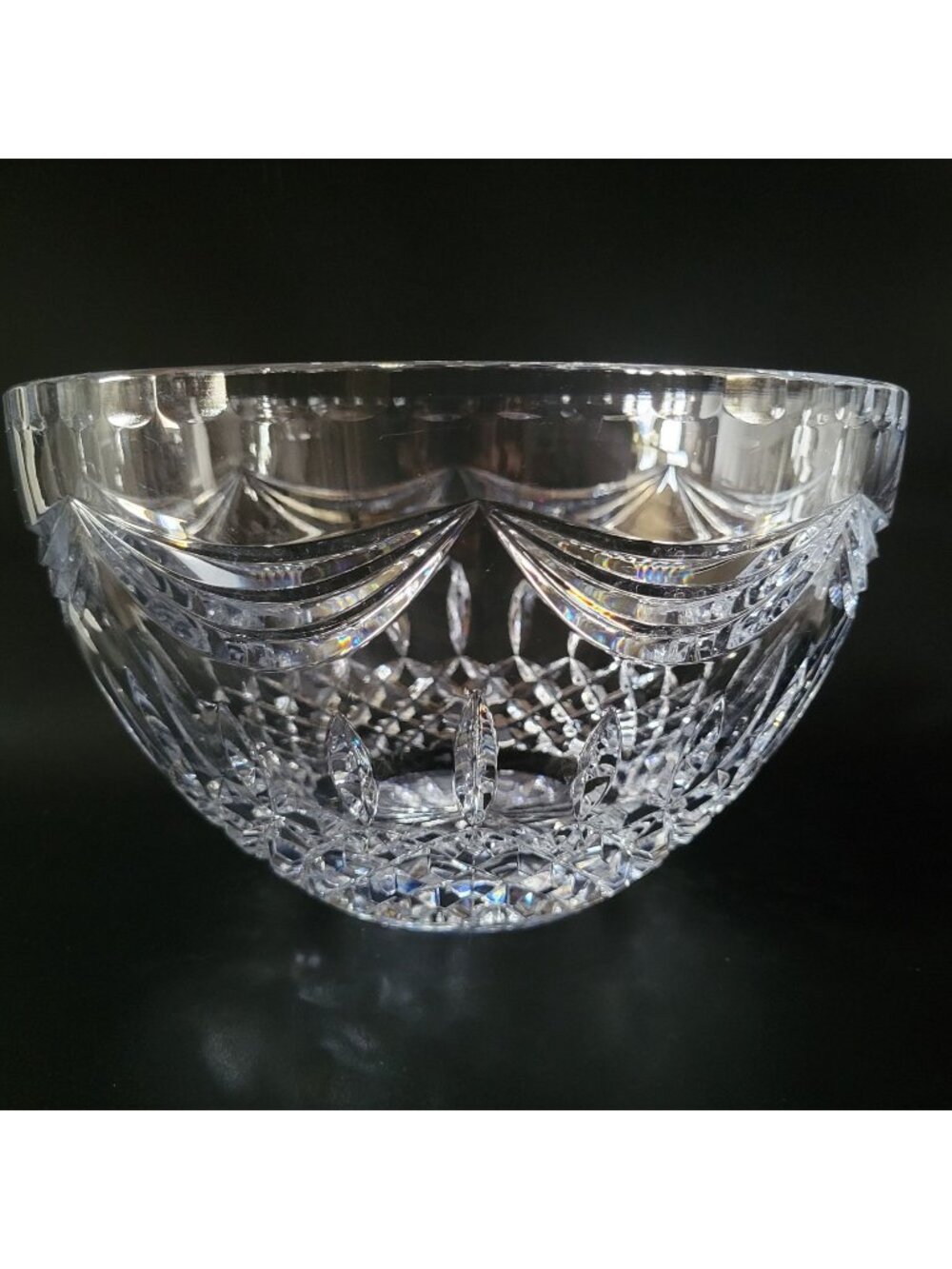 Vintage Waterford Prentiss 9.75-Inch Crystal Bowl Cross-Cut Ribbon Design *Read